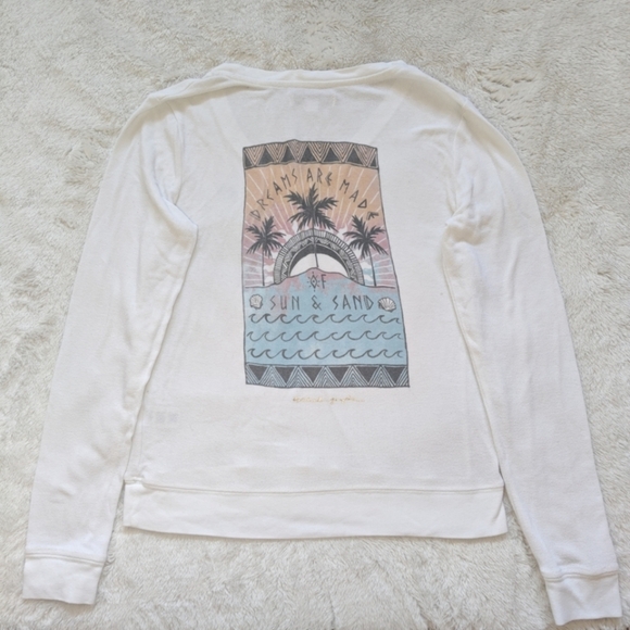 Spiritual Gangster Sz Small White Long Sleeve Sweater Graphic Print V Neck - Picture 2 of 5